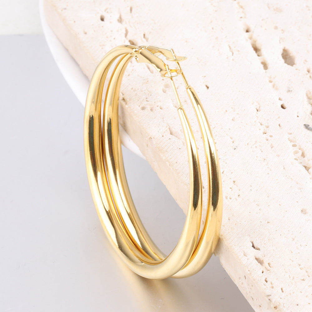 Damen Creolen mit doppelter Gliederstruktur Shop Nory