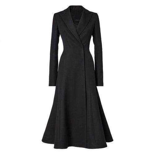 Damen taillierter Longblazer‑Mantel mit ausgestelltem Rockteil Shop Nory