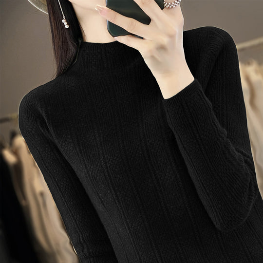 Damen Strukturierter Mockneck-Pullover aus kaschmirähnlicher Wollmischung Shop Nory