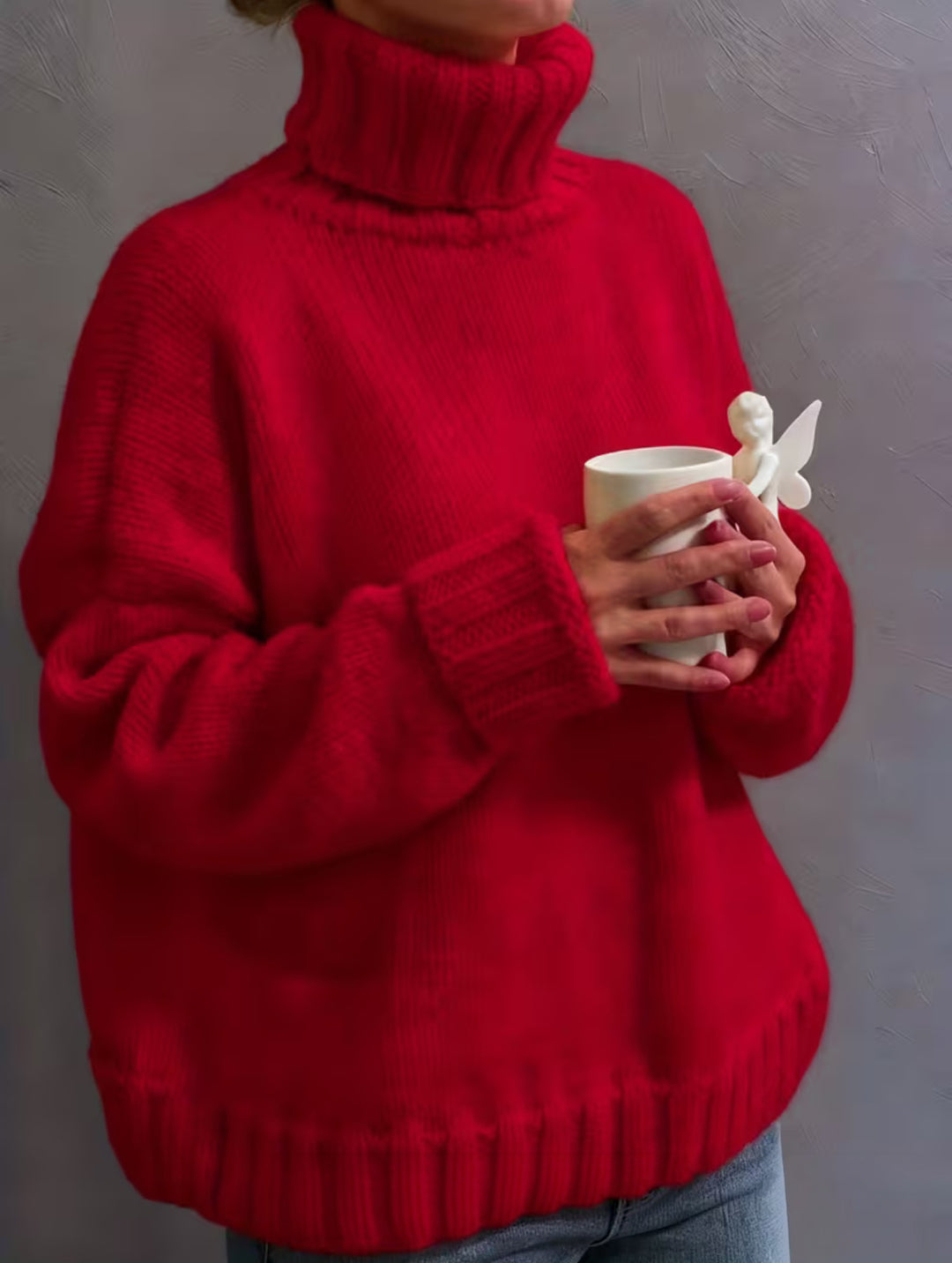 Damen Oversize-Rollkragenpullover im Fluffy-Mix mit breiten gerippten Bündchen Shop Nory