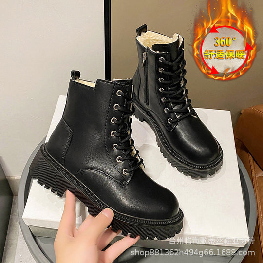 Damen Gefütterte Schnür-Bikerboots mit dicker Profilsohle Shop Nory