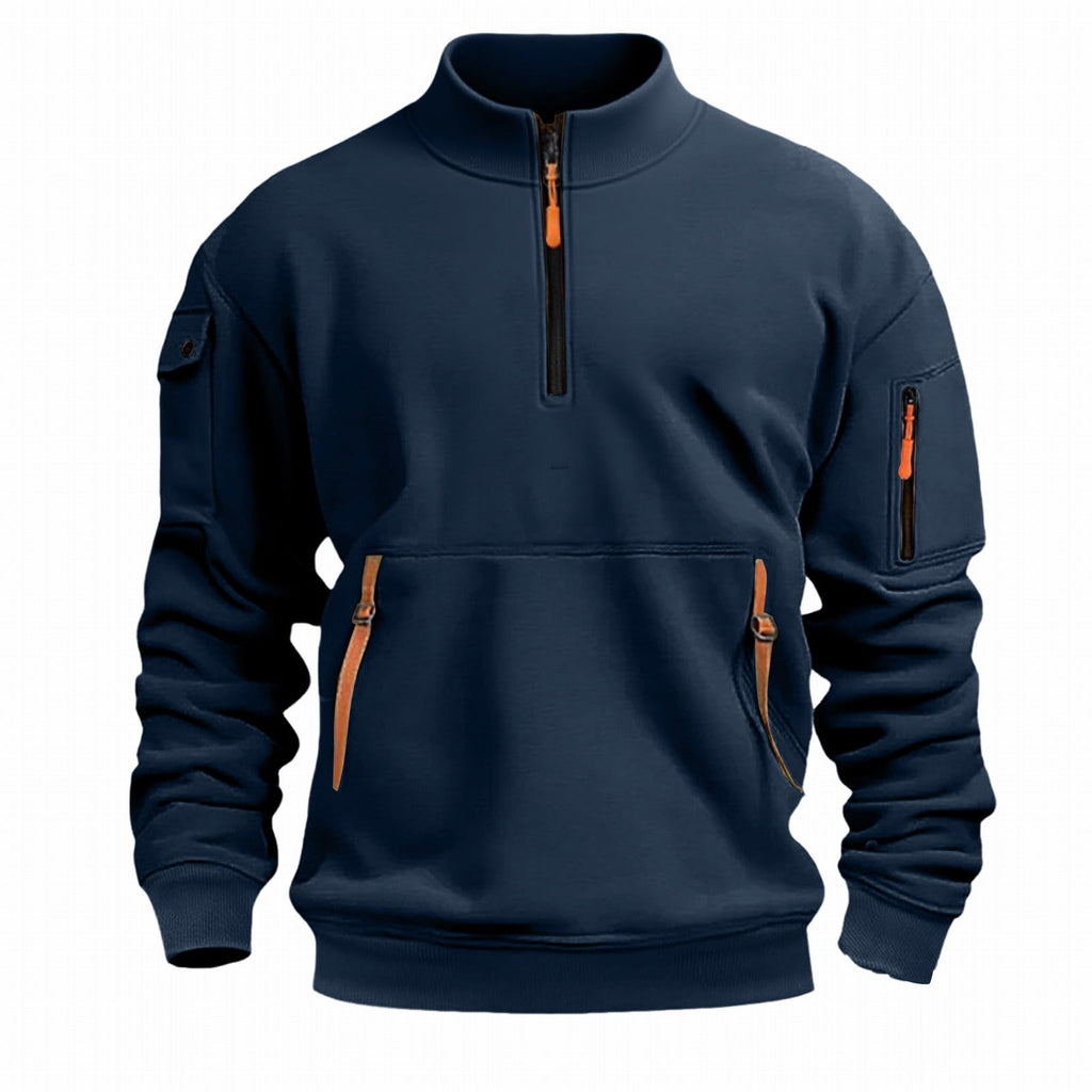 Herren Funktionspullover mit praktischem Reißverschluss und vier Taschen