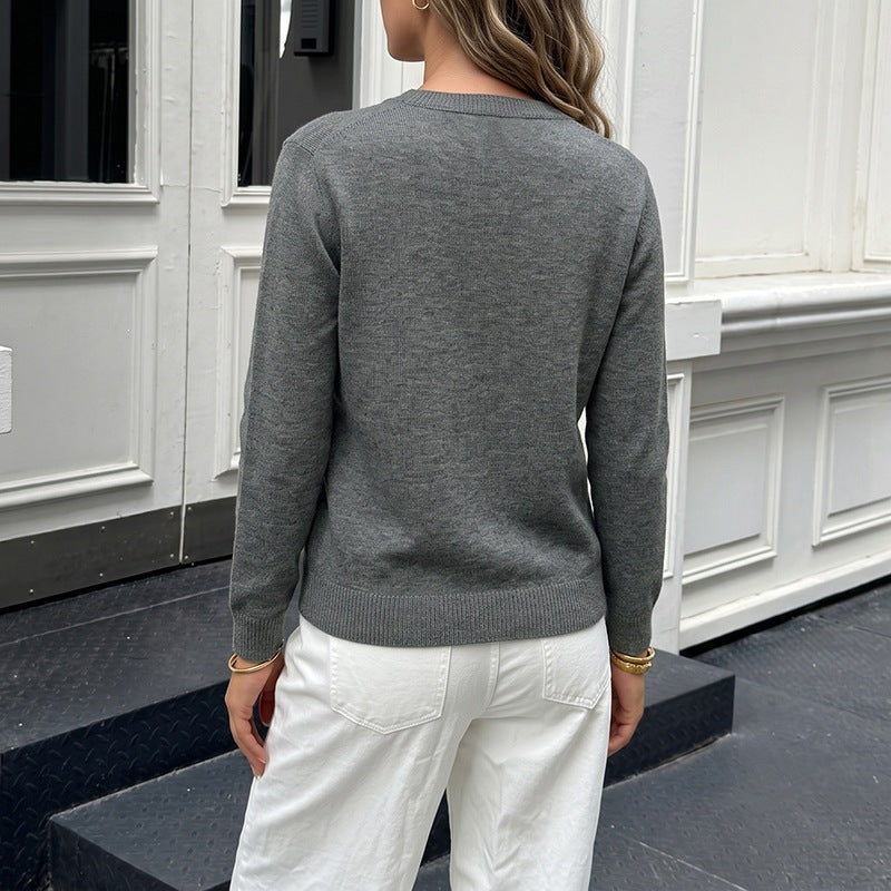 Damen Feinstrick-Cardigan mit kontrastfarbenen Knöpfen und rundem Ausschnitt Shop Nory