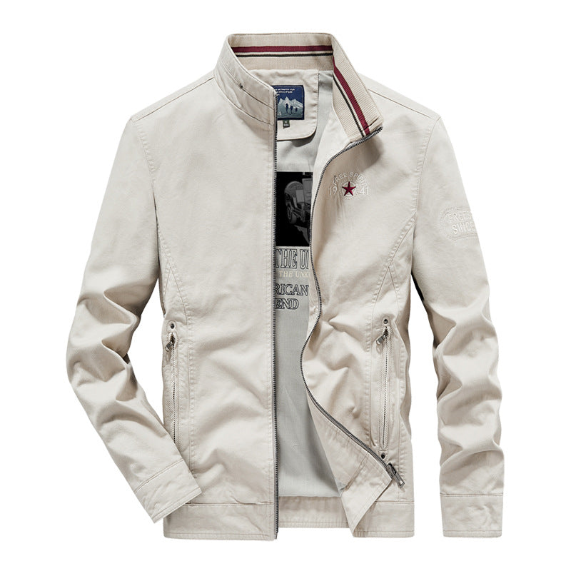 Herren Leichte Übergangsjacke mit Stehkragen, Frontreißverschluss und Innengrafik Shop Nory