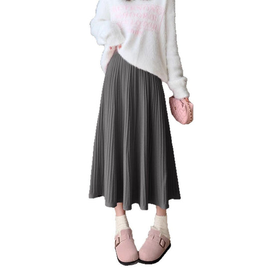Damen Eleganter Plissee-Midirock mit hohem Bund Shop Nory