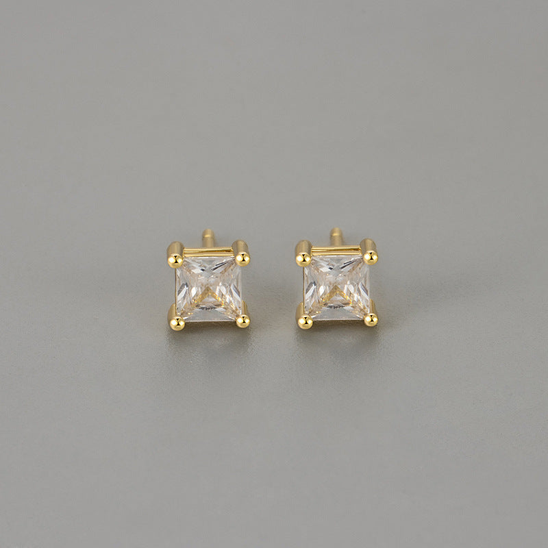Princess-Schliff Zirkonia Ohrstecker mit Krappenfassung