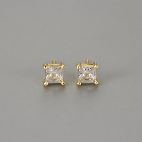 Princess-Schliff Zirkonia Ohrstecker mit Krappenfassung