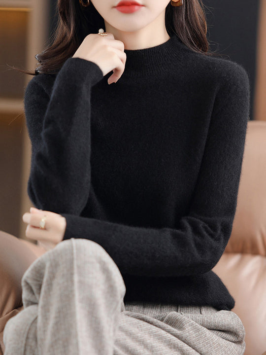 Damen Kurz-Mockneck-Pullover aus Kaschmir‑Look mit leichter Flauschoptik Shop Nory