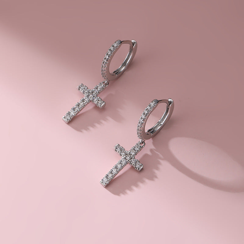 Damen Ohrhänger mit funkelndem Kreuz-Design Shop Nory