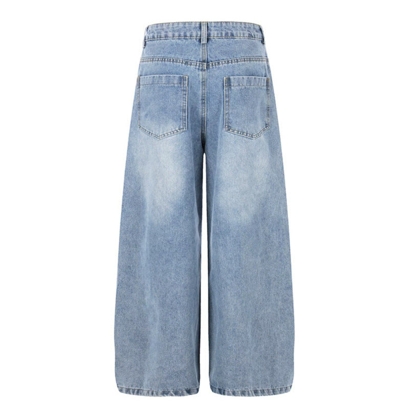 Damen weite hochgeschnittene Jeans mit Stern-Applikationen und Destroy-Effekt Shop Nory