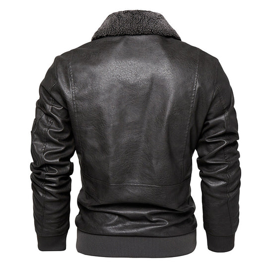 Herren Kunstlederjacke mit gefüttertem Kragen Shop Nory