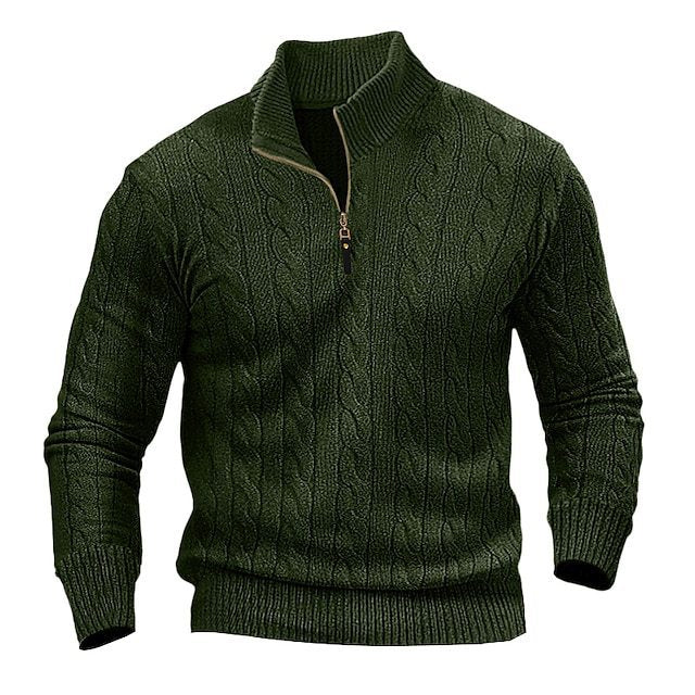 Herren Zopfmuster-Halbzipp-Pullover mit Mockneck und schmaler Silhouette Shop Nory