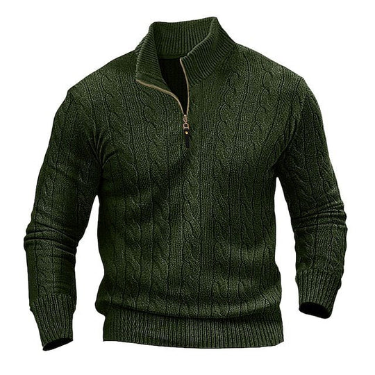 Herren Zopfmuster-Halbzipp-Pullover mit Mockneck und schmaler Silhouette Shop Nory