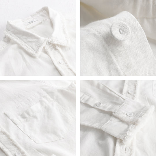Herren Fransen-Overshirt aus Baumwollmix mit Brusttasche und Knopfleiste Shop Nory