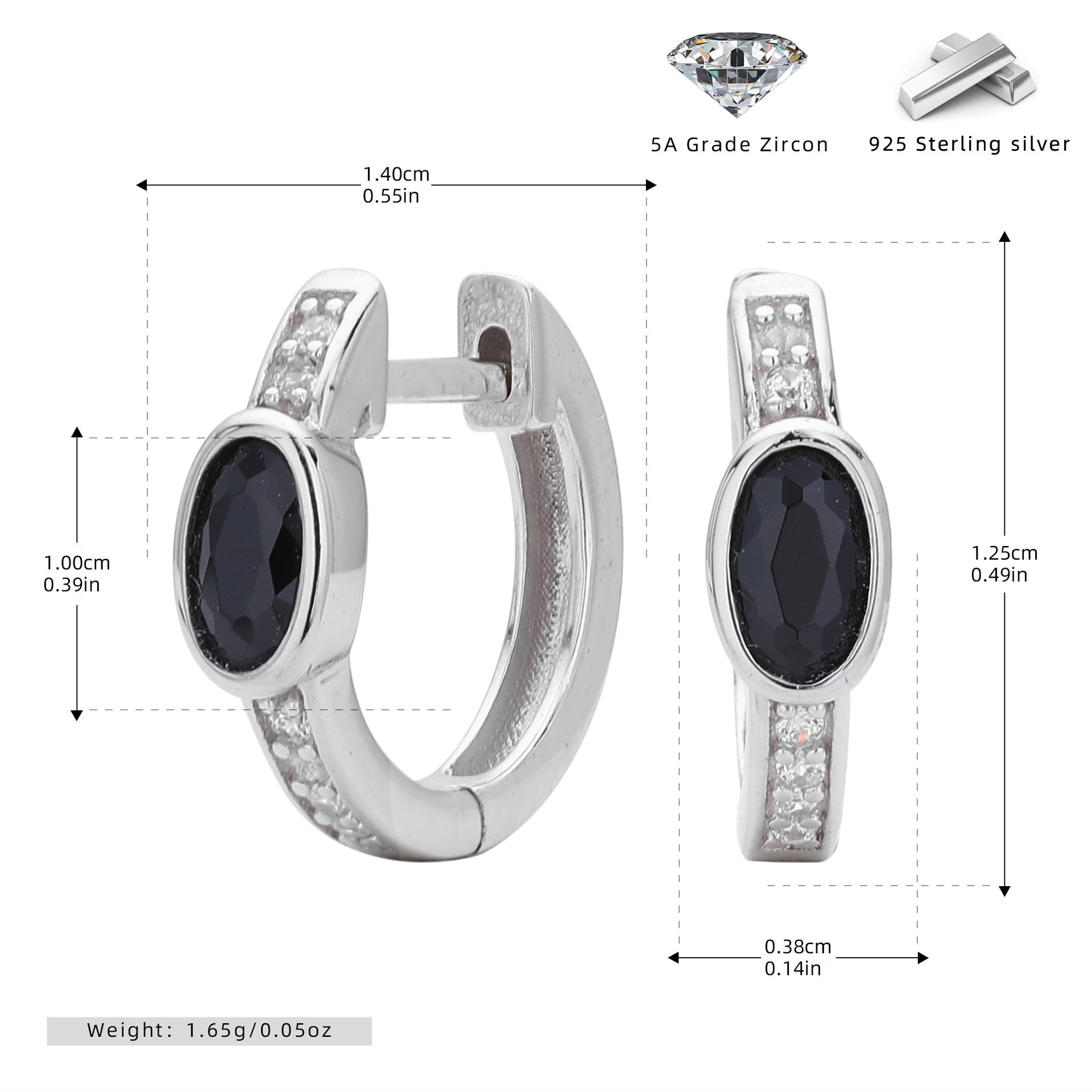 Damen Ohrhänger mit auffälligem ovalem Zirkon und goldfarbener 925er Sterling Silberfassung Shop Nory