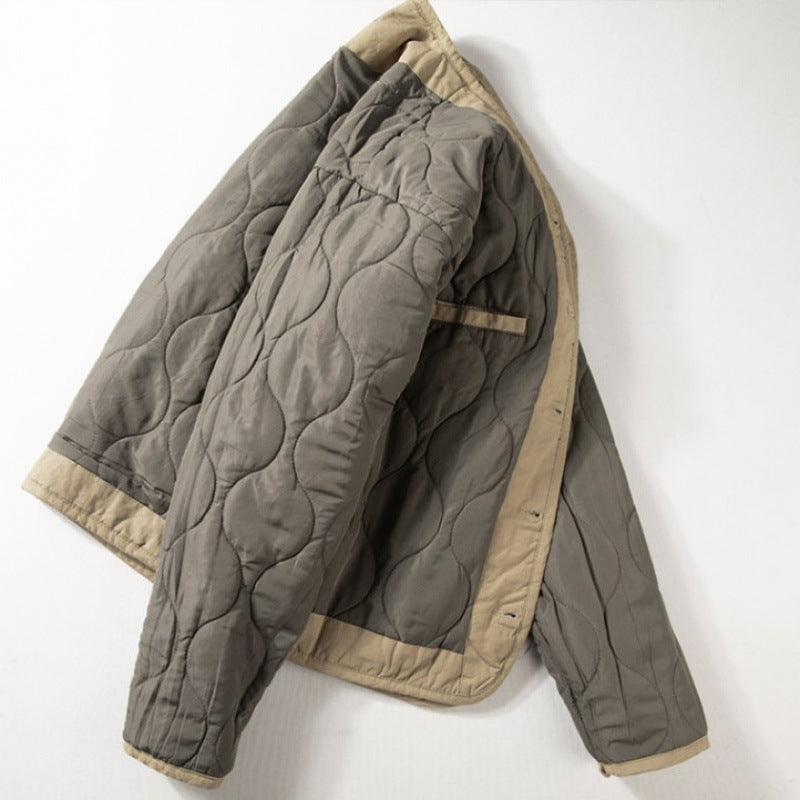 Herren Leichte gesteppte kragenlose Übergangsjacke mit Knopfleiste und aufgesetzten Taschen Shop Nory
