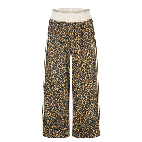 Damen weite Palazzo-Jogginghose mit Leopardenprint und elastischem Rippbund Shop Nory