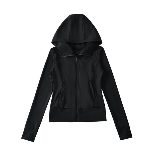 Damen Kapuzen-Sportjacke mit durchgehendem Reißverschluss, taillierter Passform und integrierten Reißverschlusstaschen Shop Nory
