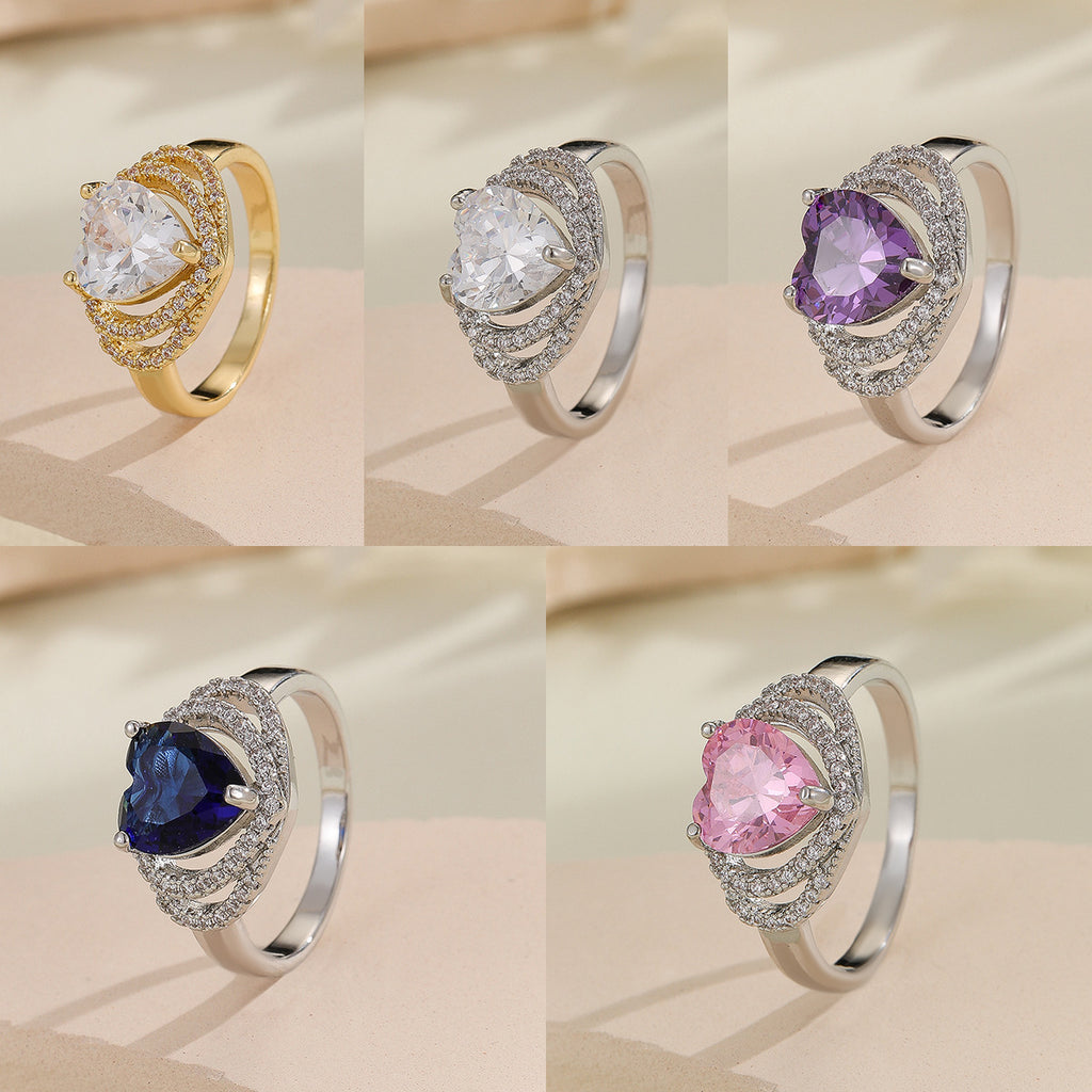 Damen herzförmiger Ring mit Zirkonia-Verzierung Shop Nory