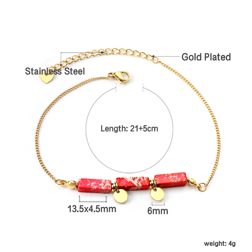 Damen Armband mit funkelnden Karibikstein-Elementen aus hochwertigem Edelstahl und goldplattierten Akzenten Shop Nory