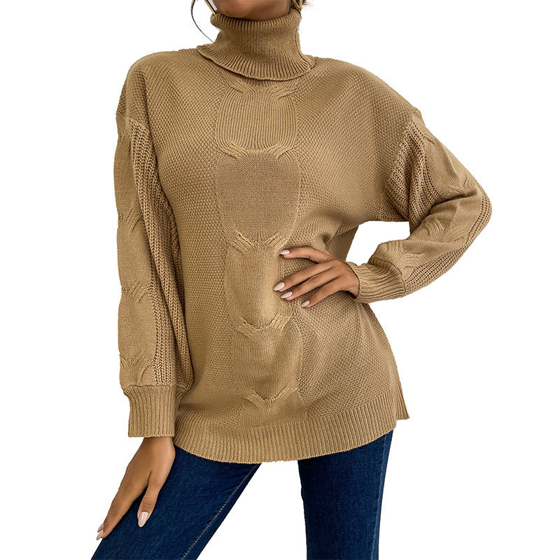 Damen Rollkragenpullover mit Zopfmuster und Oversize-Silhouette Shop Nory