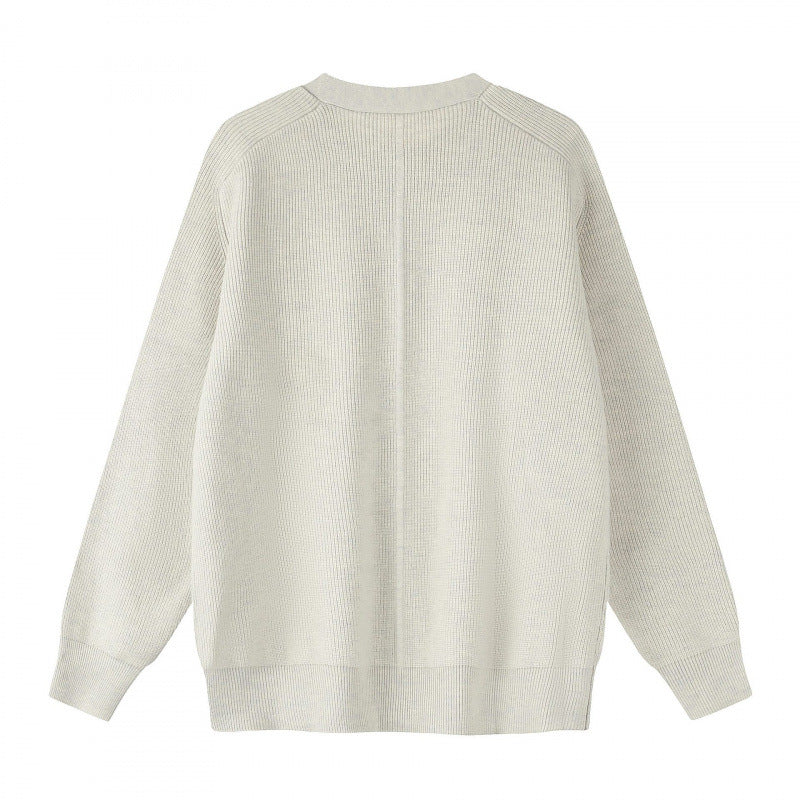 Unisex Boxiger Feinstrick-Cardigan mit Rundhals, Raglanärmeln und teilverdeckter Knopfleiste Shop Nory