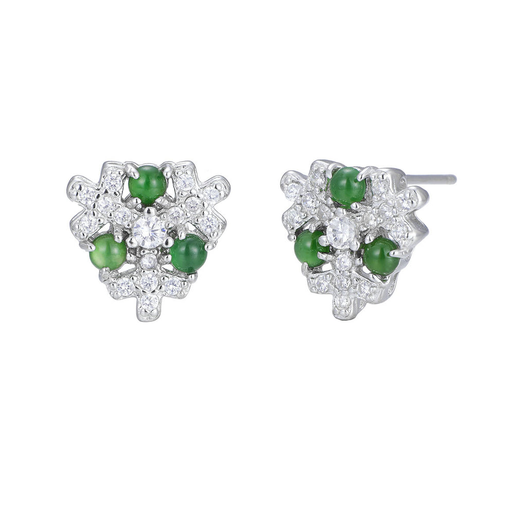Damen Ohrringe mit grünem Jade-Edelstein und funkelnden Zirkonia Shop Nory
