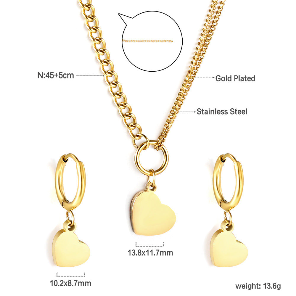 Damen Schmuckset mit hängenden Herzanhängern aus hochwertigem Edelstahl und vergoldeter Kette Shop Nory