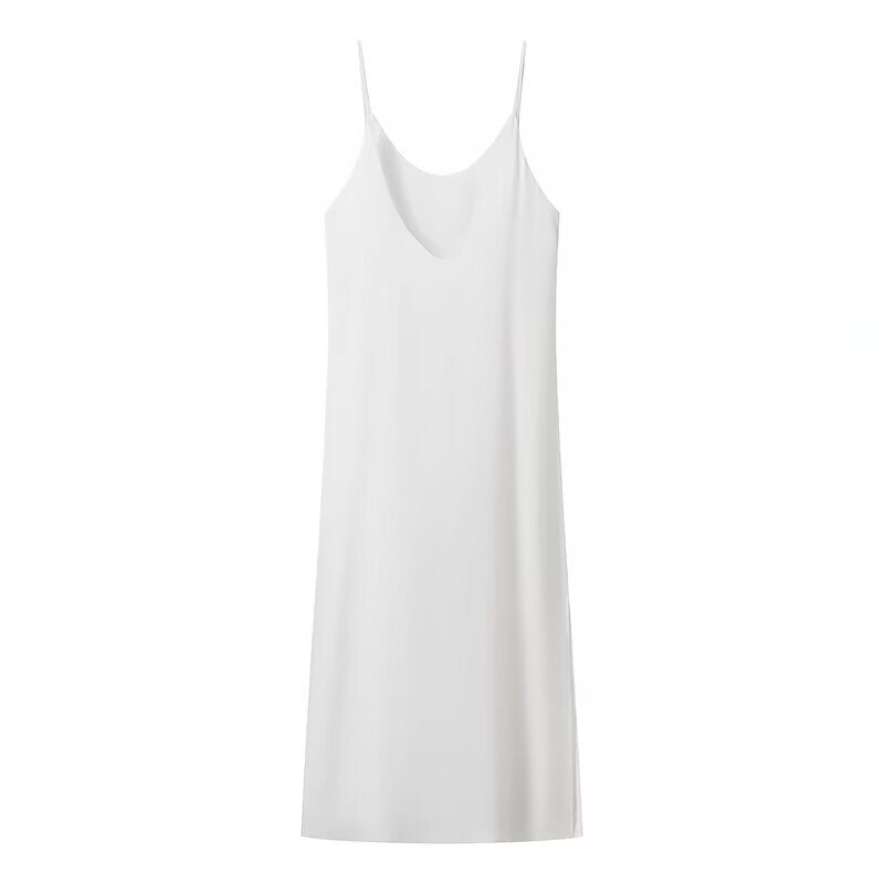 Damen Maxikleid mit seitlichem Schlitz und modernen Trägern