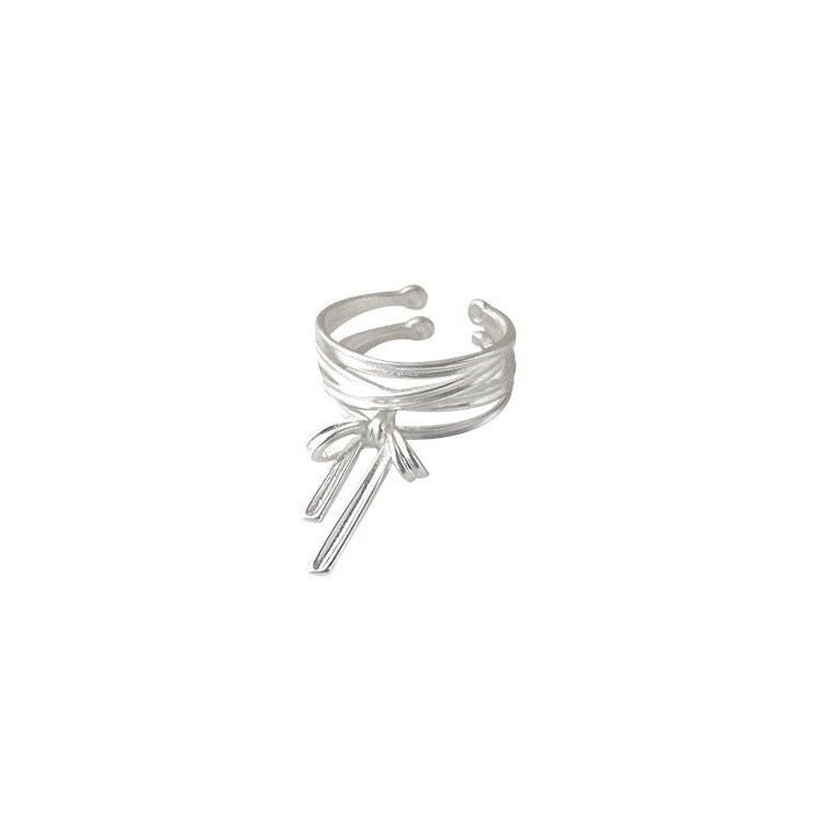 Damen Offener Ring mit kunstvollem Banddesign und elegantem Schleifenmotiv Shop Nory