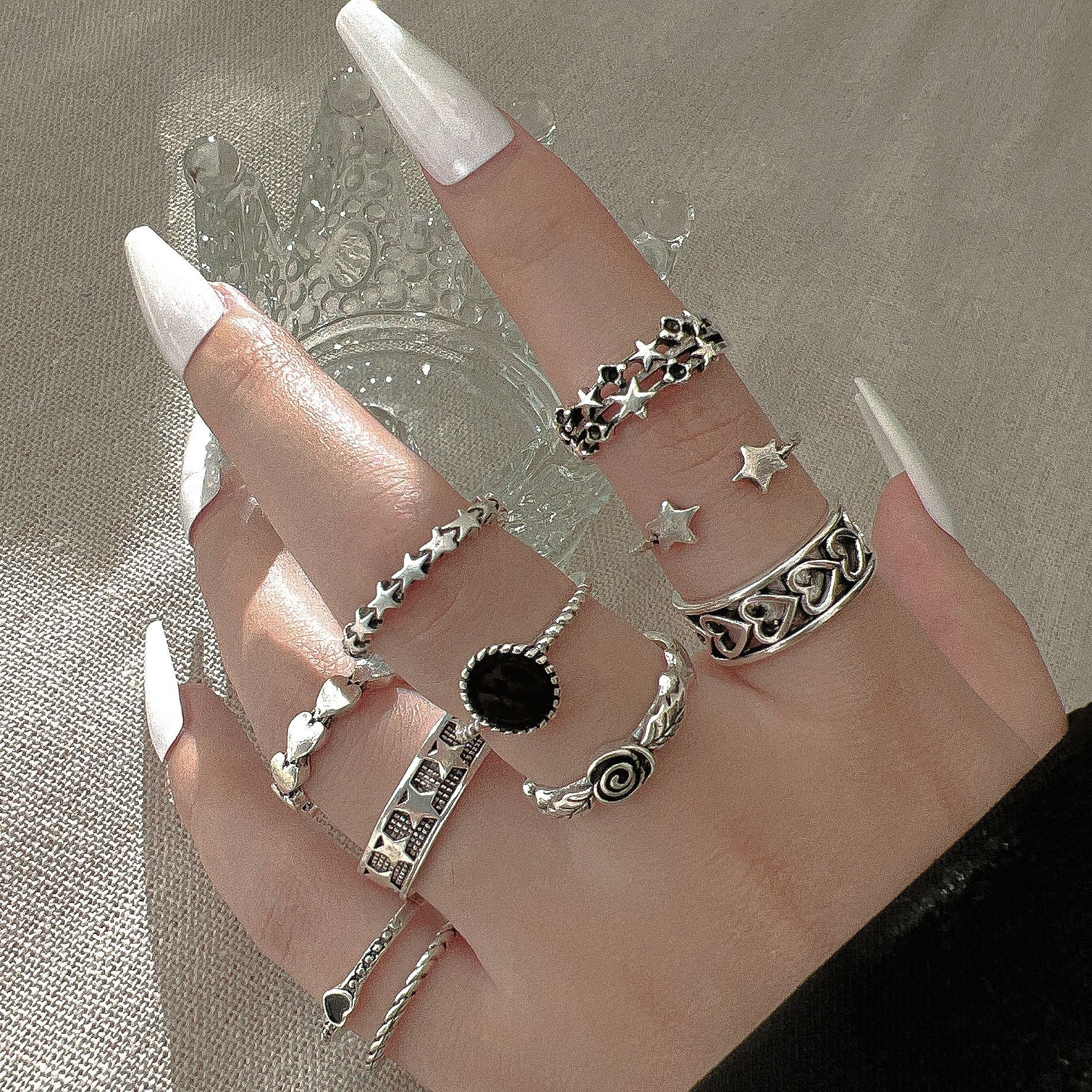 Damen elegant gestaltetes Multi-Ringe-Set Shop Nory