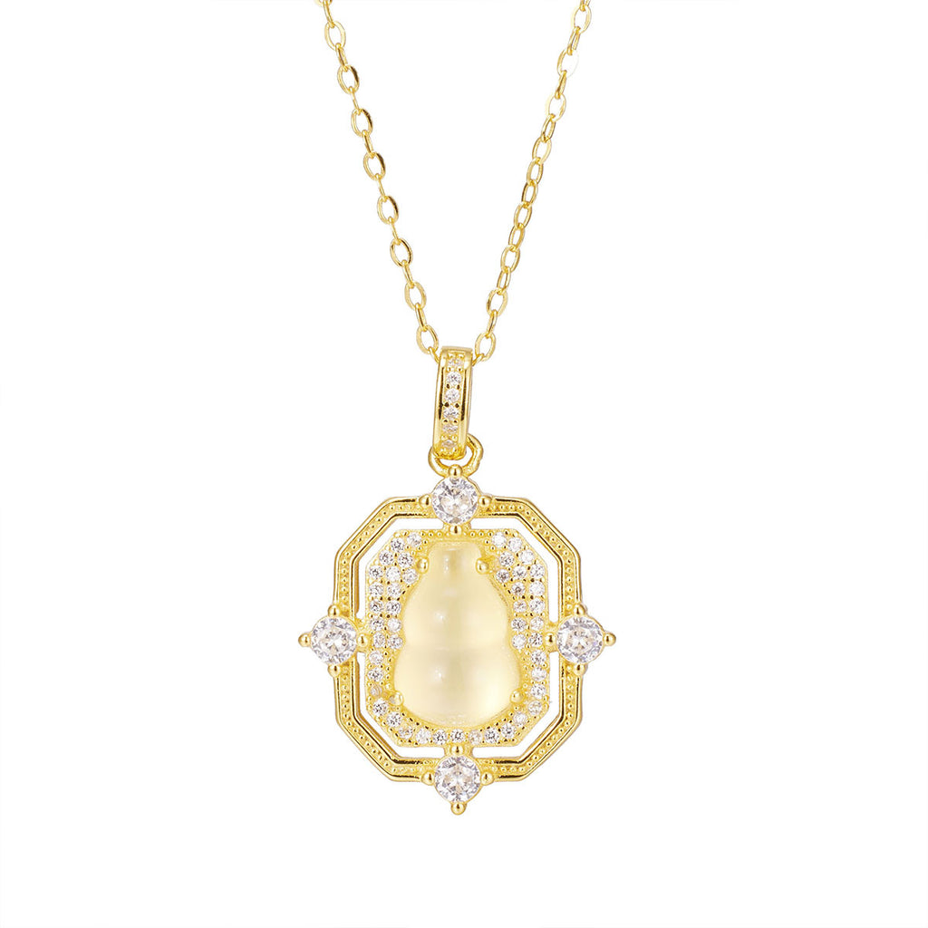 Damen Halskette mit exquisitem Anhänger aus hochwertigem Halbedelstein und funkelnden Zirkonia Shop Nory