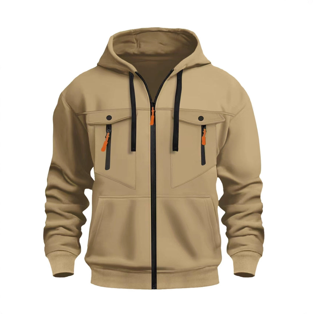 Herren Kapuzen-Sweatjacke mit durchgehendem Reißverschluss, zwei zip-Brusttaschen und ergonomischen Bündchen Shop Nory