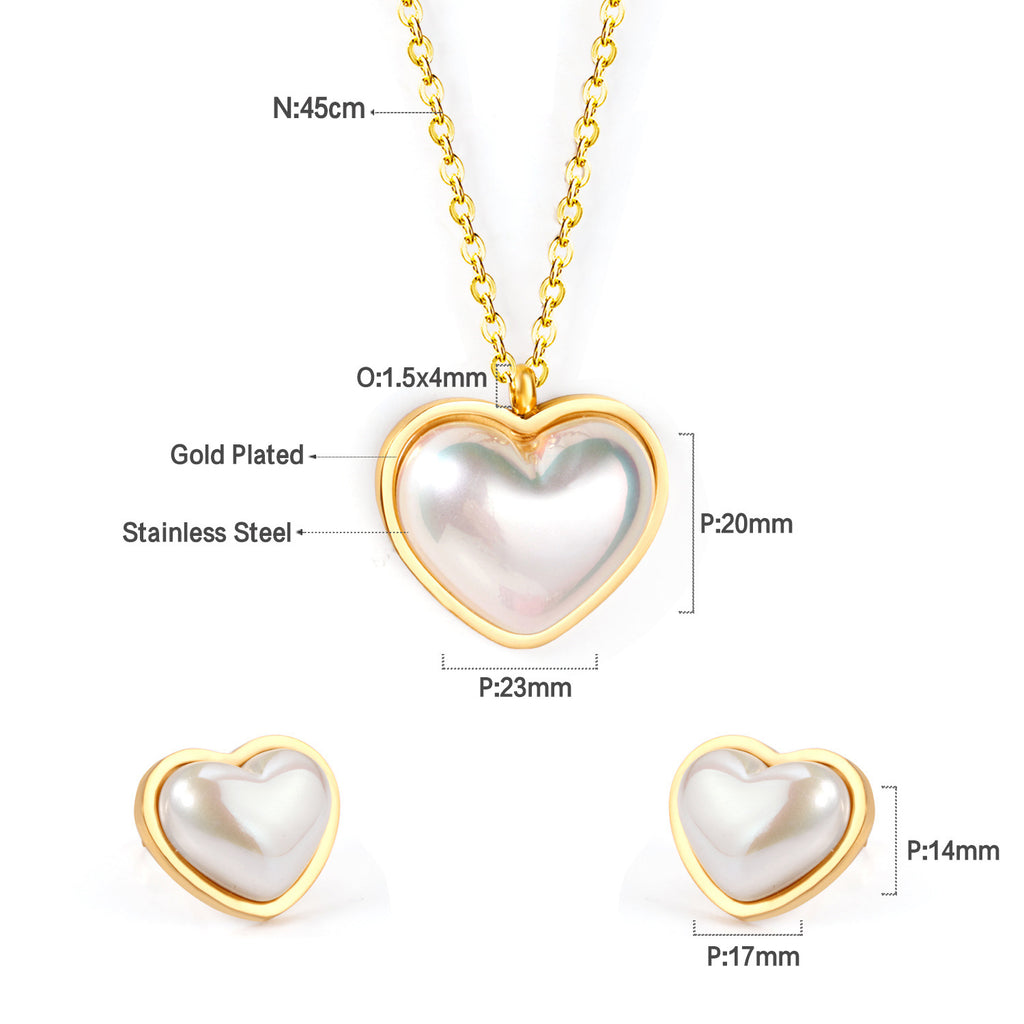 Damen Schmuckset bestehend aus Herzhalskette und Ohrsteckern Shop Nory