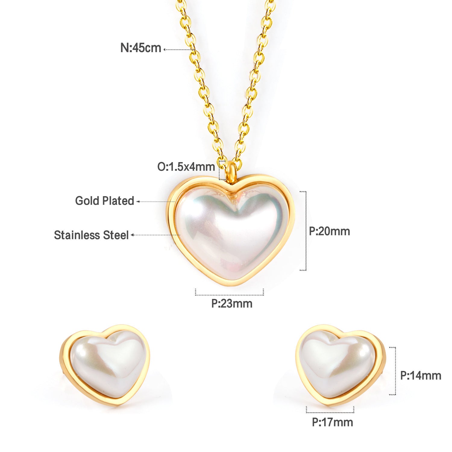 Damen Schmuckset bestehend aus Herzhalskette und Ohrsteckern Shop Nory