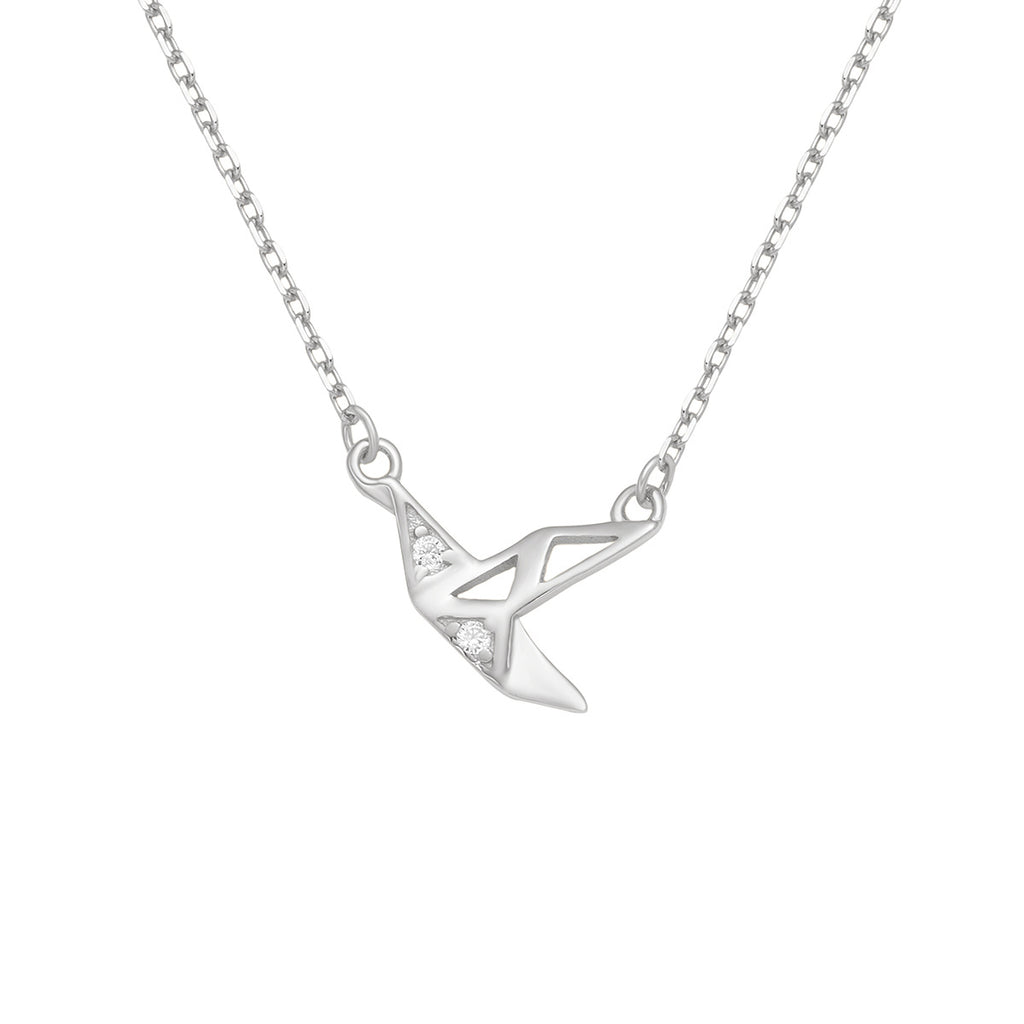 Damen elegante Halskette mit modernem Vogel-Anhänger und funkelnden Zirkonia Shop Nory