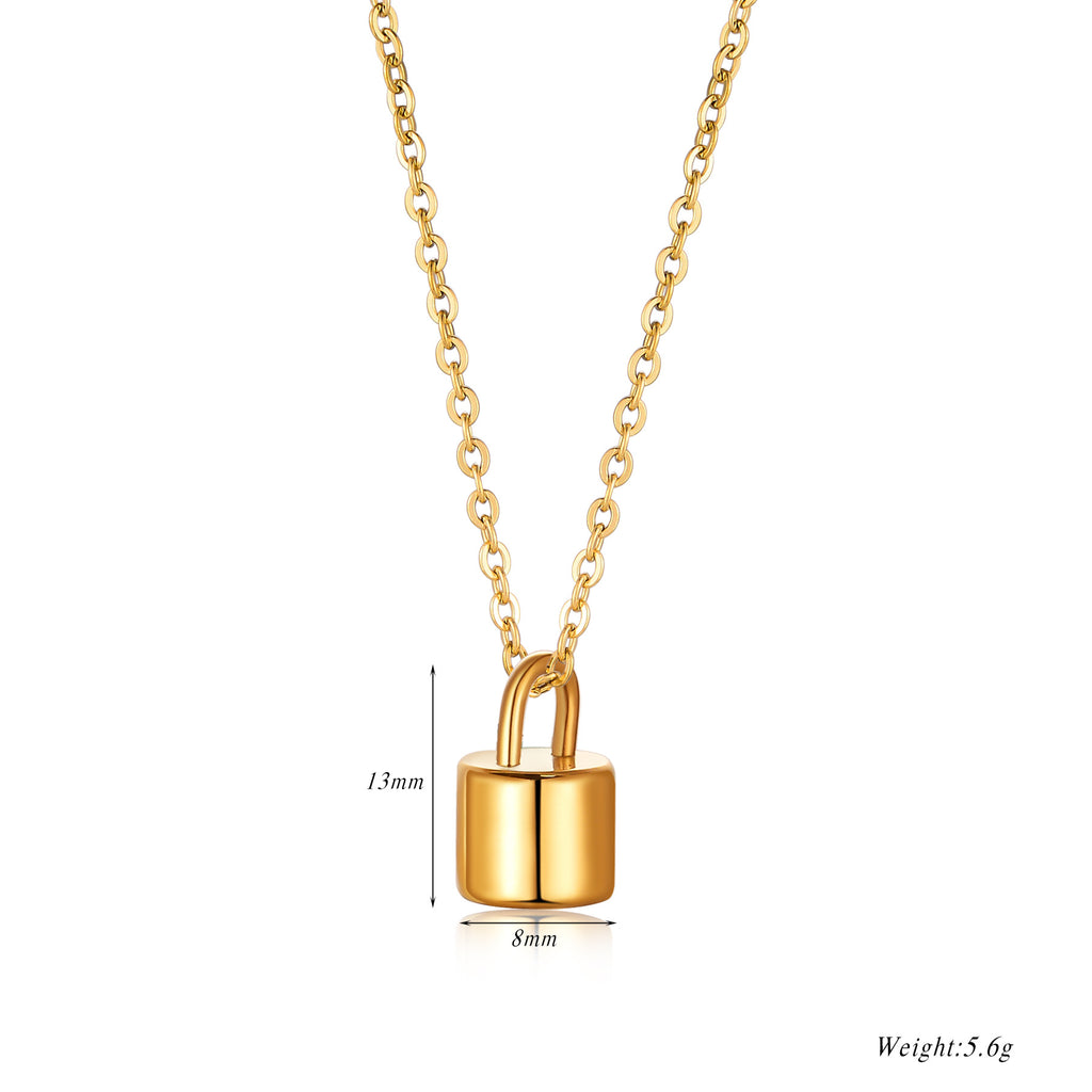 Damen Halskette mit glänzendem Schlossanhänger aus hochwertigem Edelstahl Shop Nory