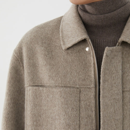 Herren Kurzjacke aus Wollmix mit Kastenform, Brusttaschen und verdecktem Reißverschluss Shop Nory
