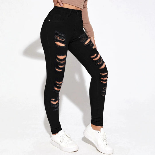 Damen Hochtaillierte Superstretch-Jeans im Skinny-Fit mit ausgeprägten Destroy-Rissen Shop Nory