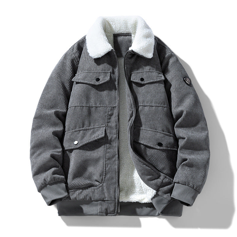 Herren Cord-Fieldjacke mit Teddyfutter, gesteppter Isolierung und Multifachtaschen Shop Nory