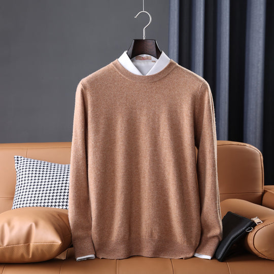 Herren Slim-Fit Rundhalspullover aus feinem Kaschmir-Mix mit dezenter Rippenkante Shop Nory