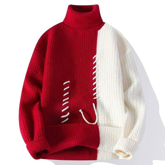 Unisex strukturierter Oversize-Strickpullover mit Zopfmuster und dekorativer Steppnaht Shop Nory