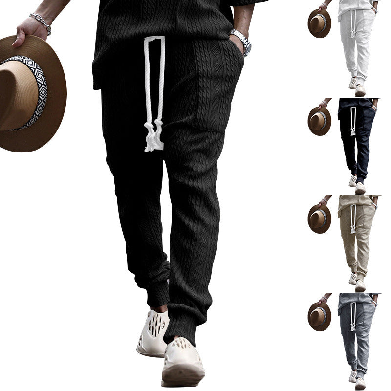 Herren Strukturierte Strick-Jogginghose mit Kordelzug, Zierkordel & elastischen Knöchelbündchen Shop Nory