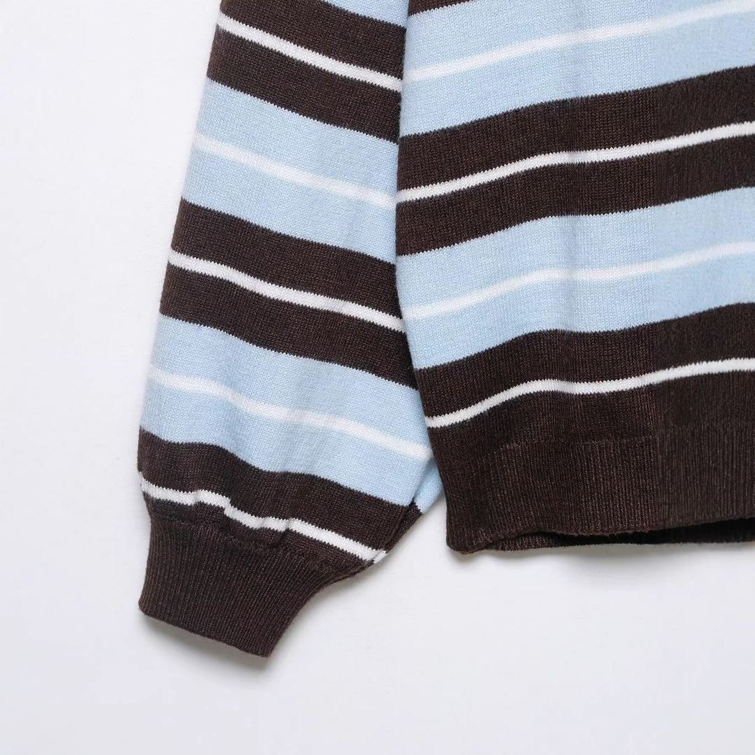 Damen Oversize-Streifenpullover mit überschnittenen Schultern und Ballonärmeln Shop Nory
