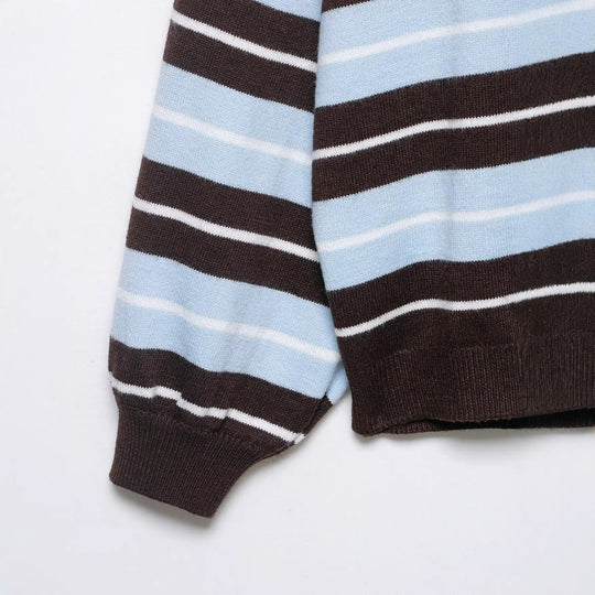 Damen Oversize-Streifenpullover mit überschnittenen Schultern und Ballonärmeln Shop Nory