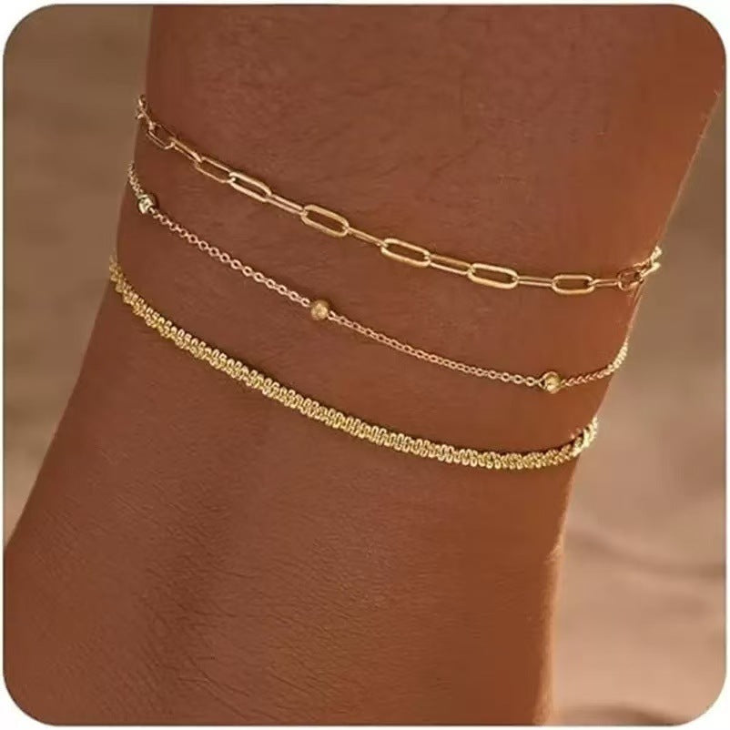 Damen elegantes Fußkettchen mit funkelnden Zirkonia-Elementen Shop Nory
