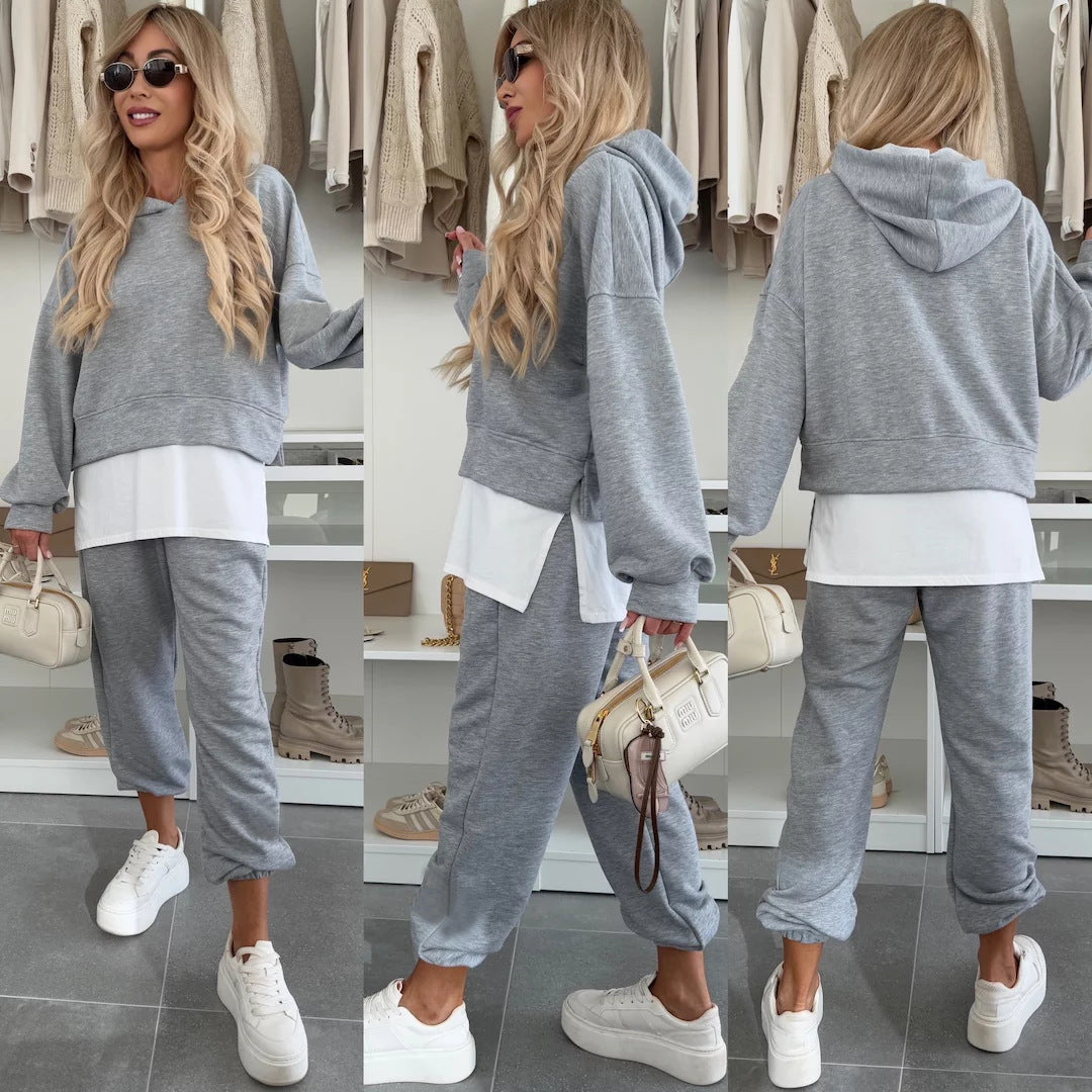 Damen Oversized Hoodie- und Jogging-Set aus Bio-Baumwolle mit Cropped-Sweat und elastischer Bündchenhose Shop Nory