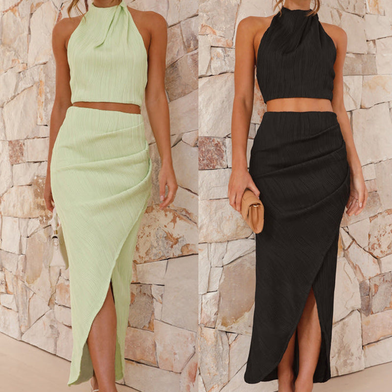 Damen Maxikleid im eleganten Hochkragenstil mit seitlichem Schlitz und figurschmeichelndem Schnitt