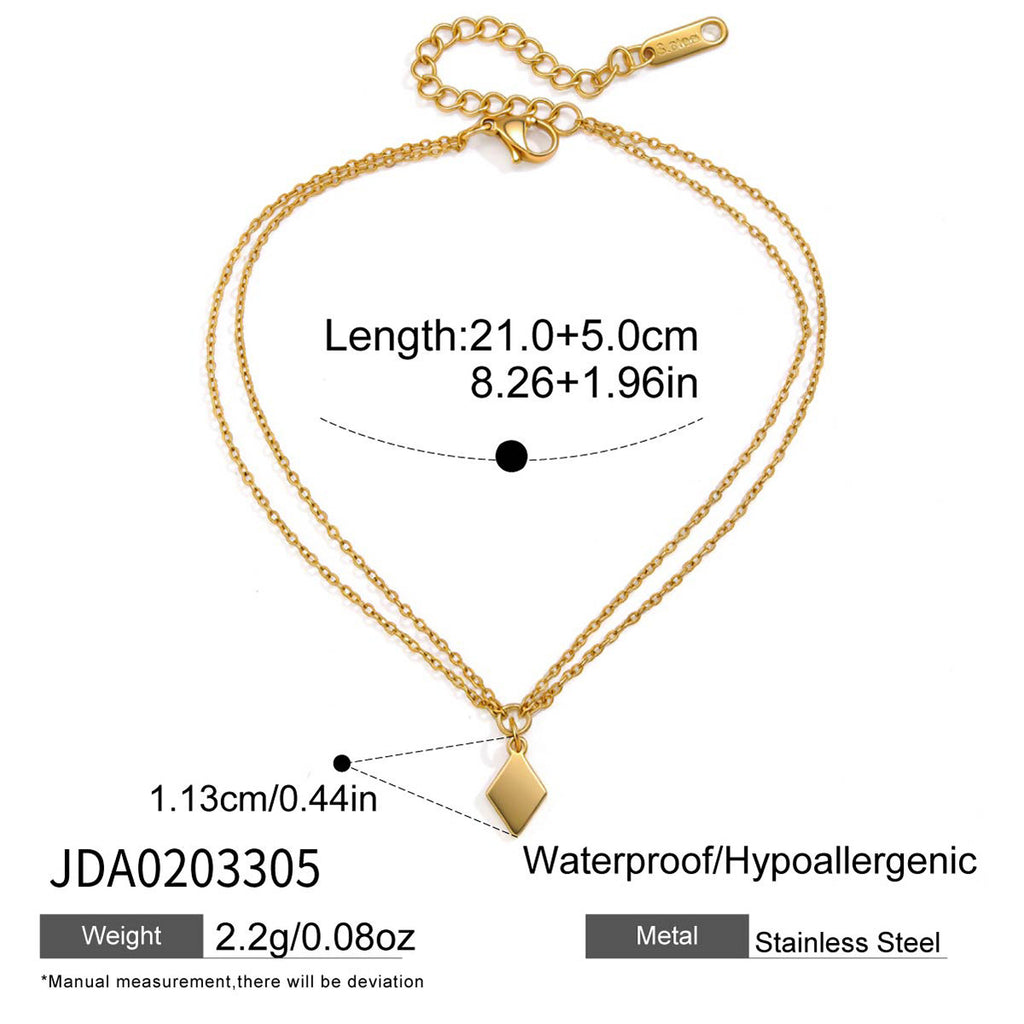 Damen Halskette mit doppeltem Gliederdesign und diamantförmigem Anhänger Shop Nory