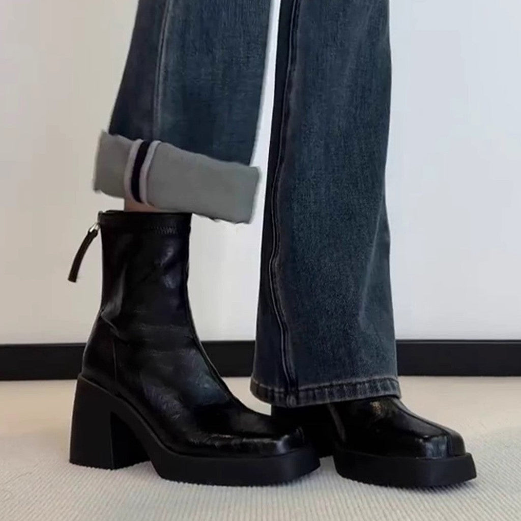 Damen elegante Stiefeletten mit moderner Silhouette und robustem Blockabsatz
